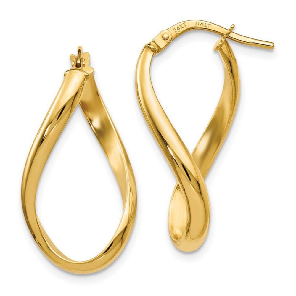 2.7mm Freeform Oval Hoop Earrings in 14k Yellow Gold, 24mm (15/16 in)